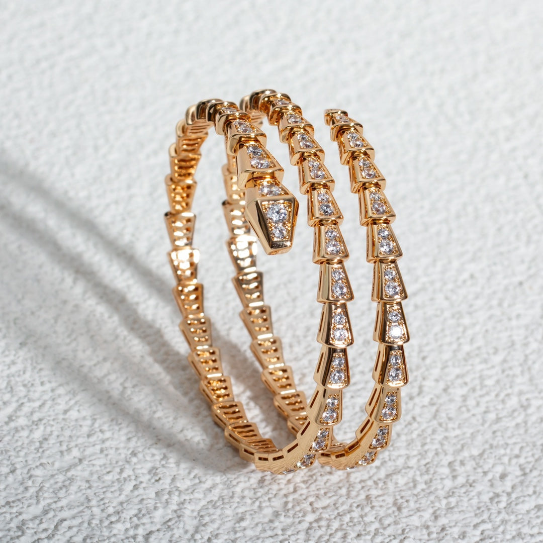 [Lumi Jewelry]SERPENTI BRACELET PINK GOLD DIAMOND DOUBLE ROW