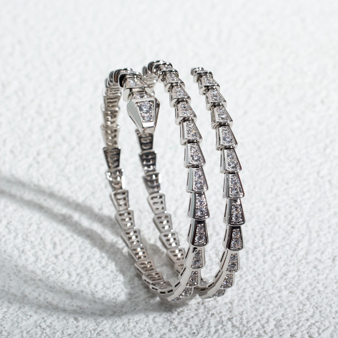 [Lumi Jewelry]SERPENTI BRACELET SILVER DIAMOND DOUBLE ROW
