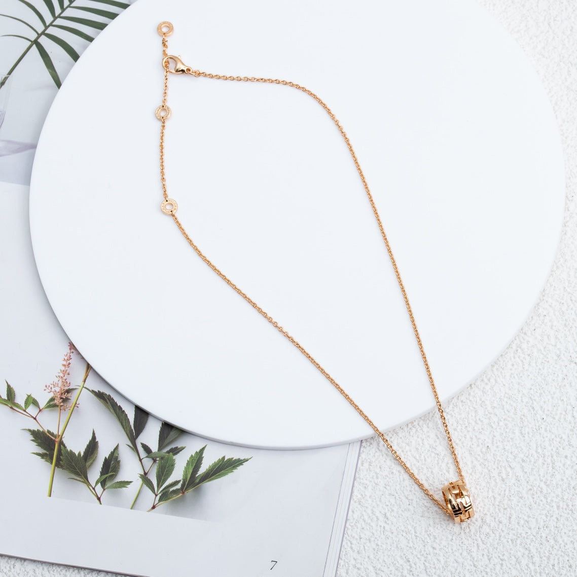 [Lumi Jewelry]PARENTESI NECKLACE PINK GOLD