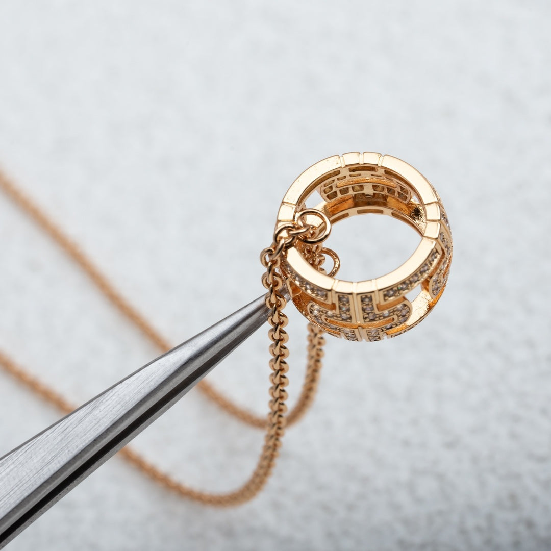 [Lumi Jewelry]PARENTESI NECKLACE PINK GOLD DIAMOND