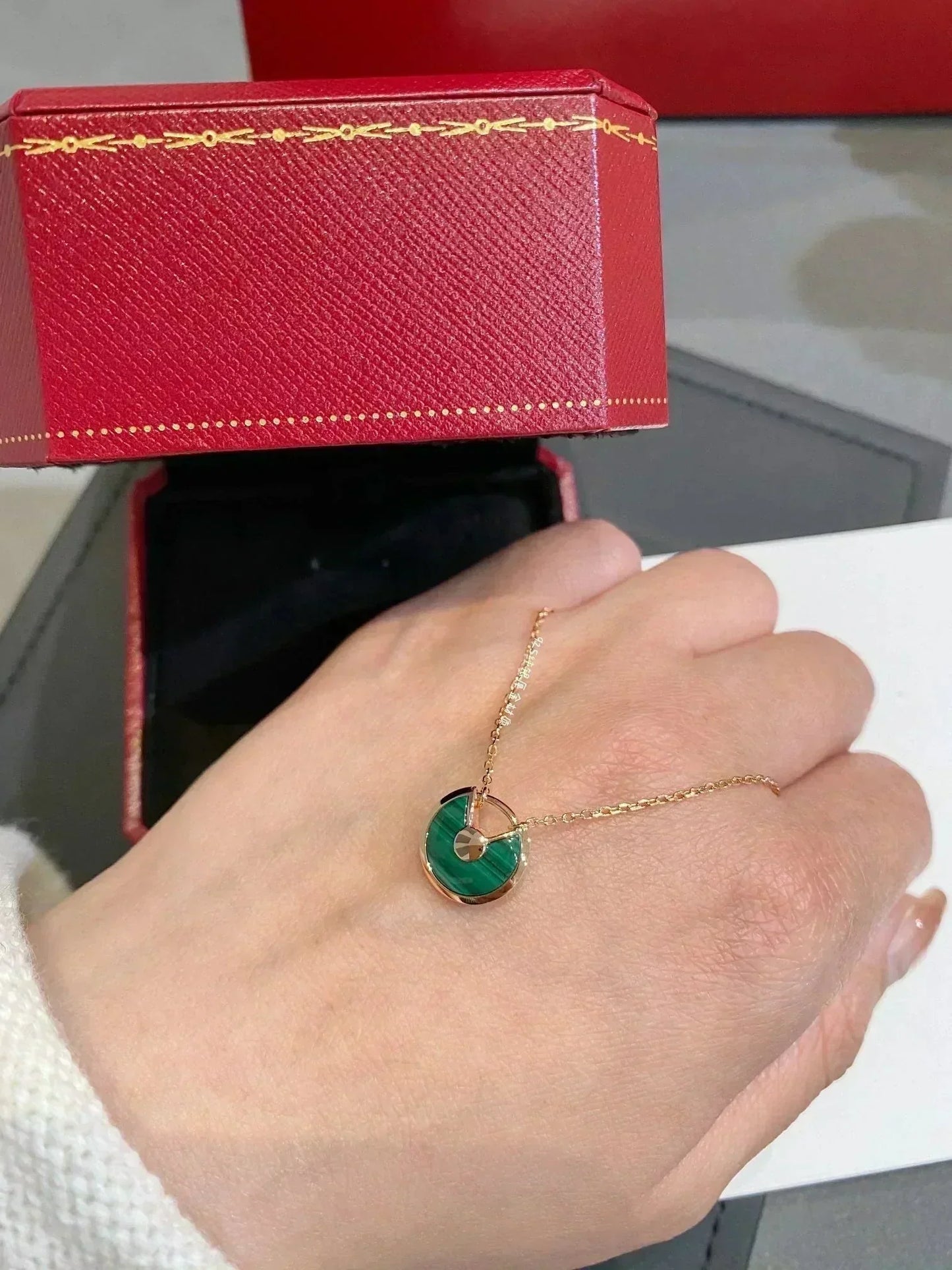 [Lumi Jewelry]AMULETTE ROSE GOLD MALACHITE NECKLACE