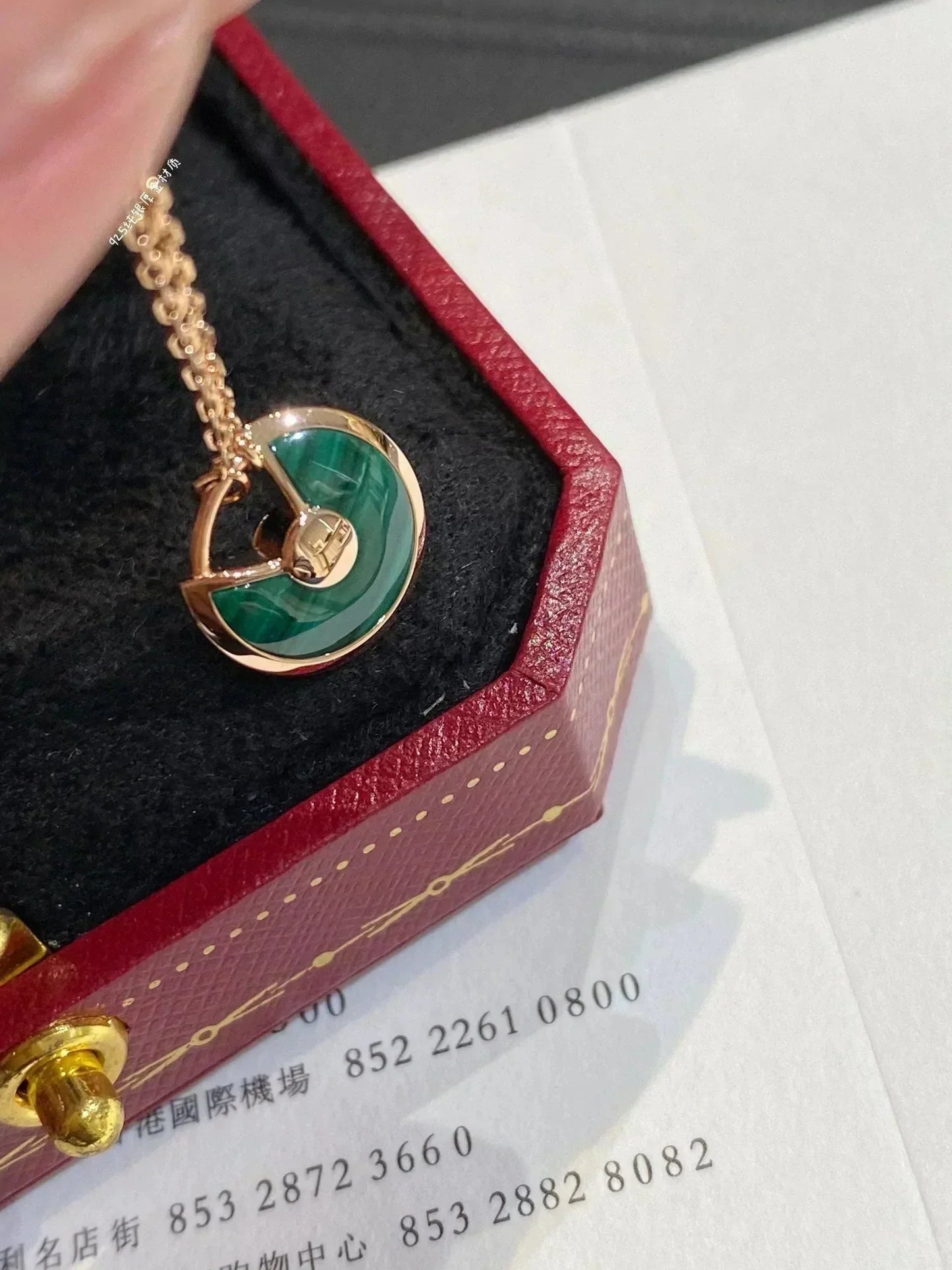 [Lumi Jewelry]AMULETTE ROSE GOLD MALACHITE NECKLACE