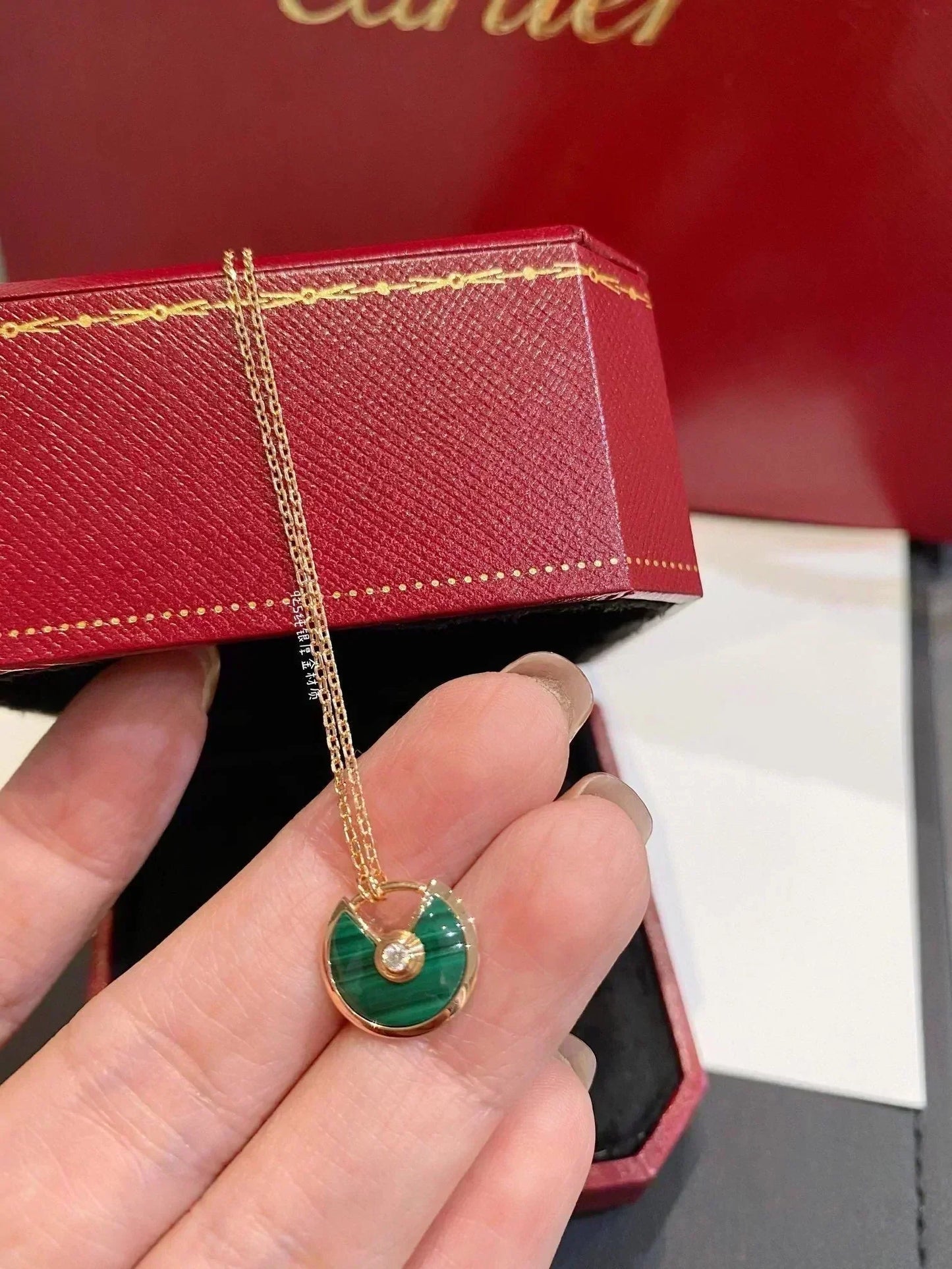 [Lumi Jewelry]AMULETTE ROSE GOLD MALACHITE NECKLACE