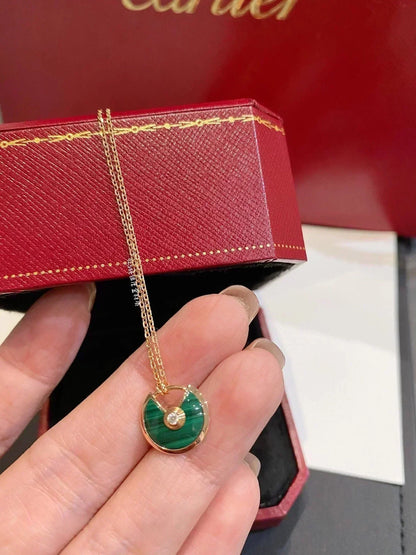 [Lumi Jewelry]AMULETTE ROSE GOLD MALACHITE NECKLACE