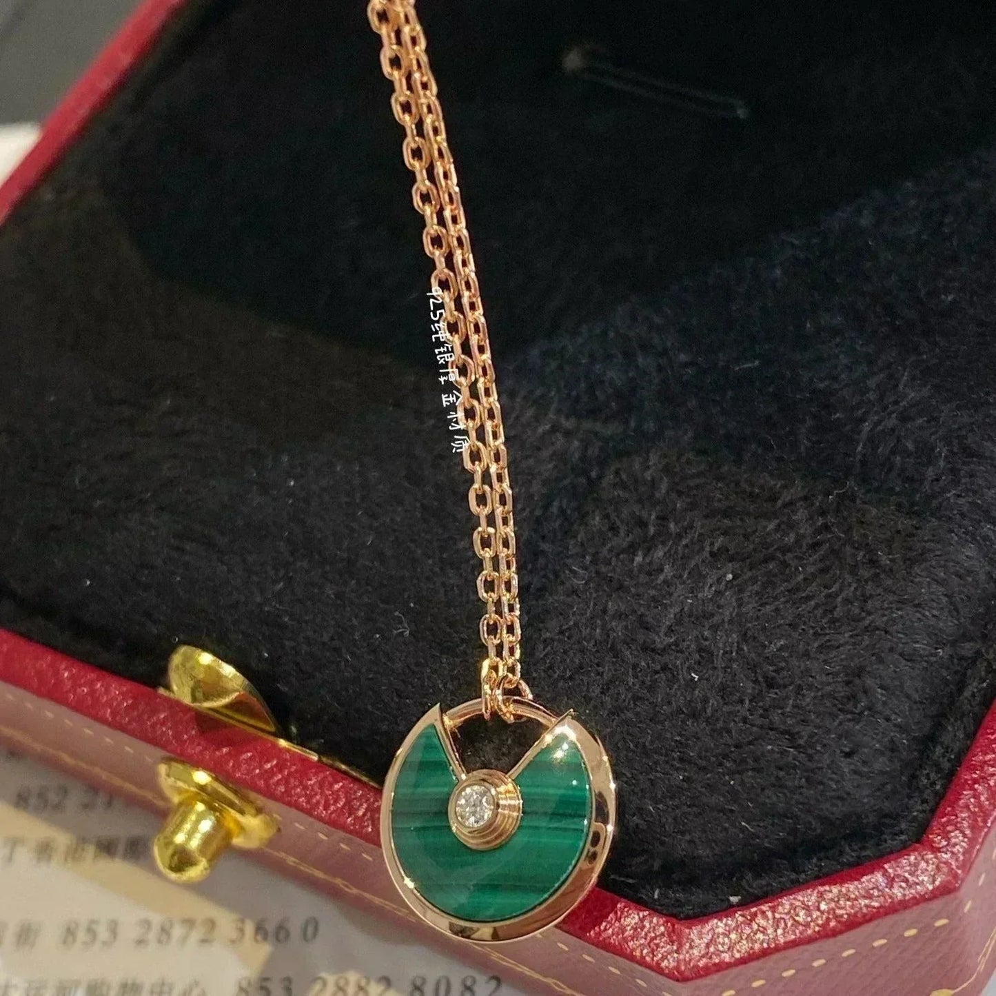 [Lumi Jewelry]AMULETTE ROSE GOLD MALACHITE NECKLACE