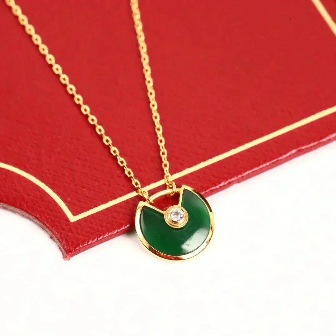 [Lumi Jewelry]AMULETTE GOLD MALACHITE NECKLACE