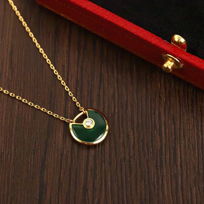 [Lumi Jewelry]AMULETTE GOLD MALACHITE NECKLACE