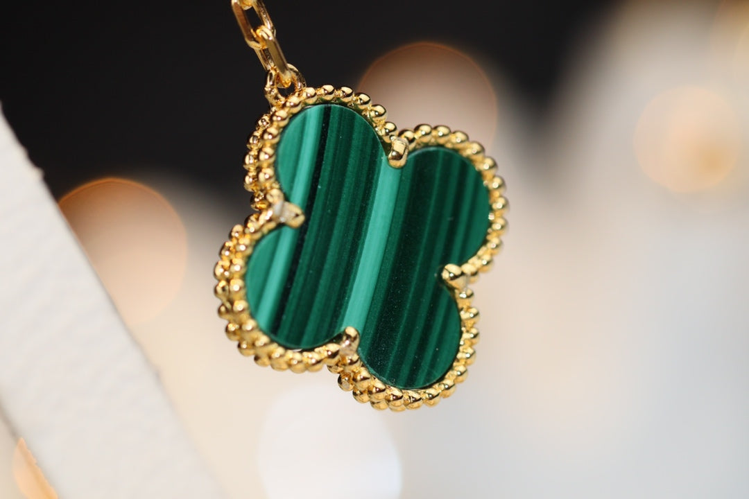 [Lumi Jewelry]CLOVER EARRINGS GOLD MALACHITE DIAMOND 3 MOTIF