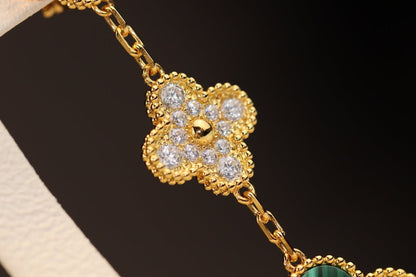 [Lumi Jewelry]CLOVER EARRINGS GOLD MALACHITE DIAMOND 3 MOTIF