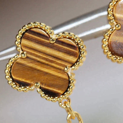 [Lumi Jewelry]CLOVER  2 MOTIF  TIGER EYE CARNELIAN EARRINGS