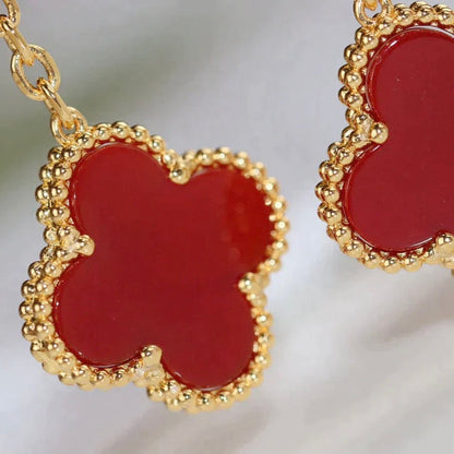 [Lumi Jewelry]CLOVER  2 MOTIF  TIGER EYE CARNELIAN EARRINGS