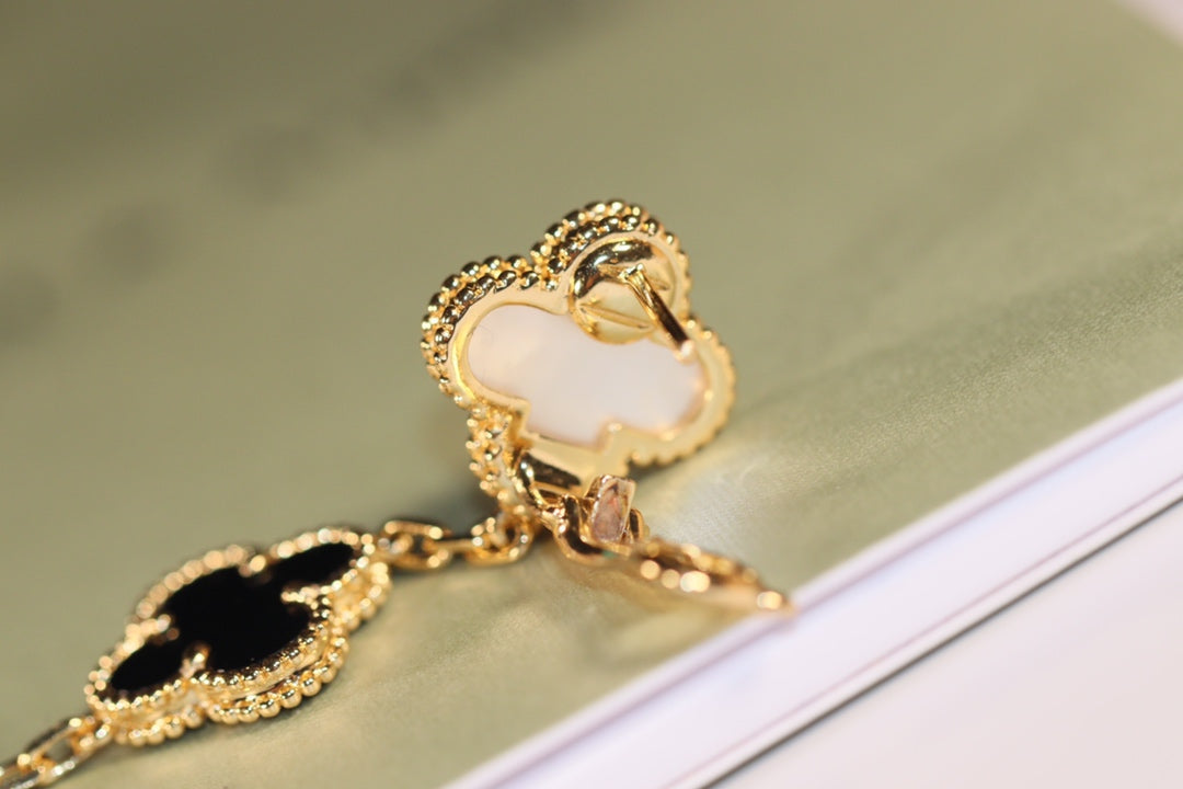 [Lumi Jewelry]CLOVER EARRINGS GOLD ONYX MOP 3 MOTIF