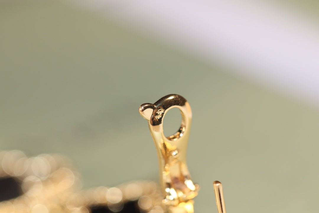 [Lumi Jewelry]CLOVER EARRINGS GOLD ONYX MOP 3 MOTIF