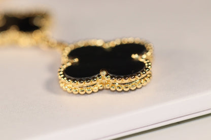 [Lumi Jewelry]CLOVER EARRINGS GOLD ONYX MOP 3 MOTIF