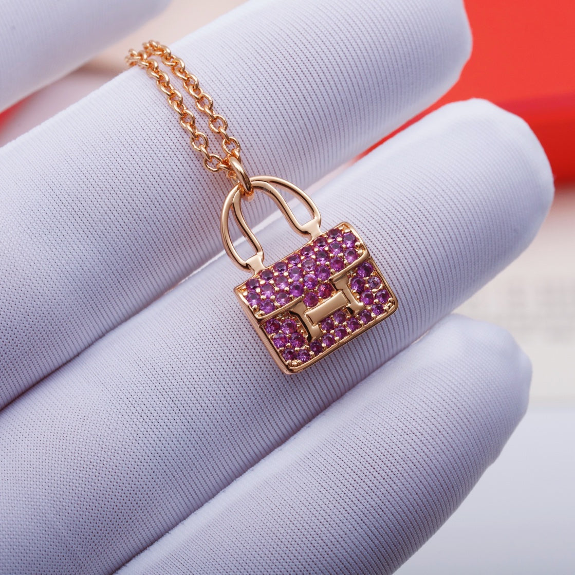 [Lumi Jewelry]CONSTANCE PEDANT PURPLE DIAMOND NECKLACE