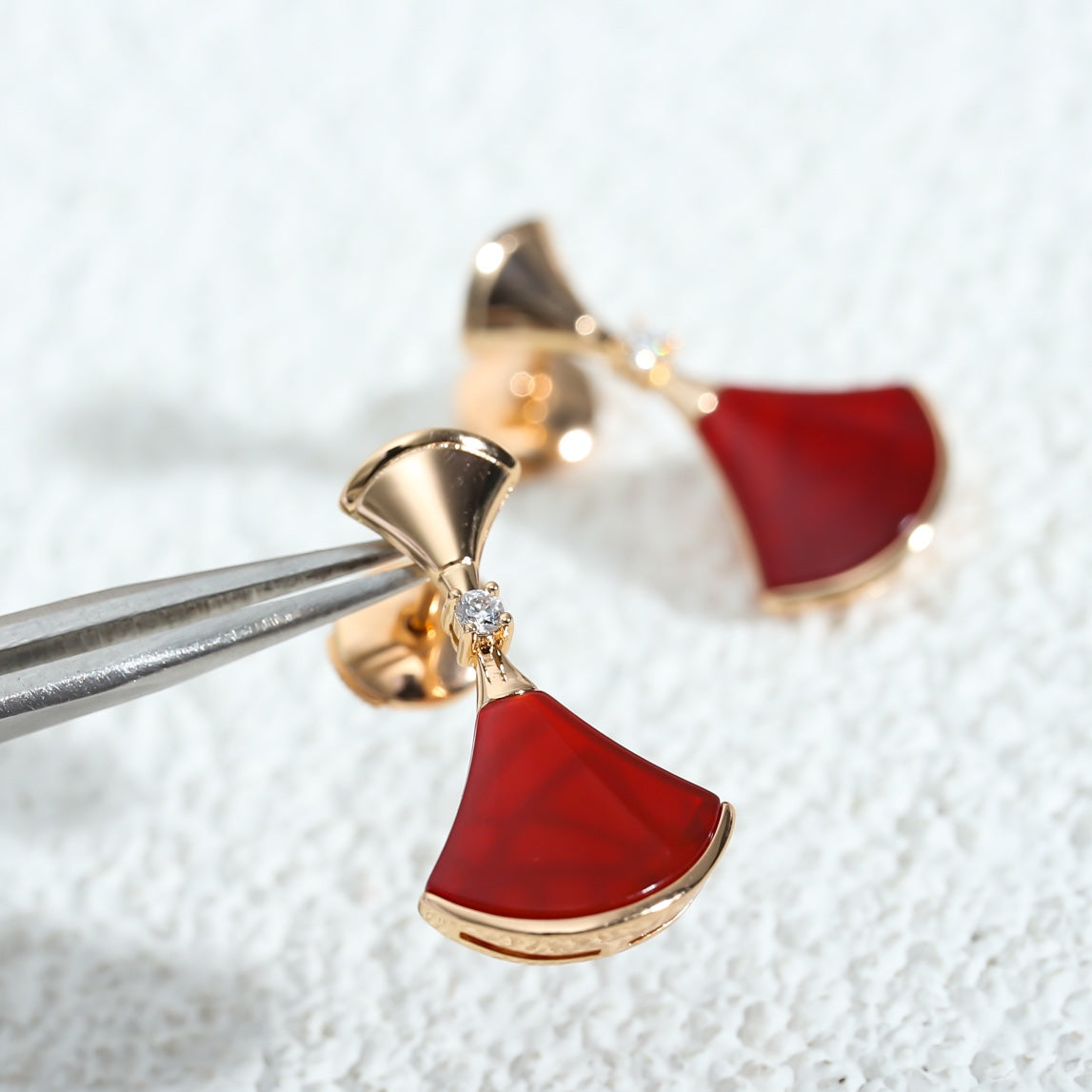 [Lumi Jewelry]DREAM Carnelian PINK GOLD EARRINGS