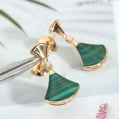[Lumi Jewelry]DREAM MALACHITE PINK GOLD EARRINGS