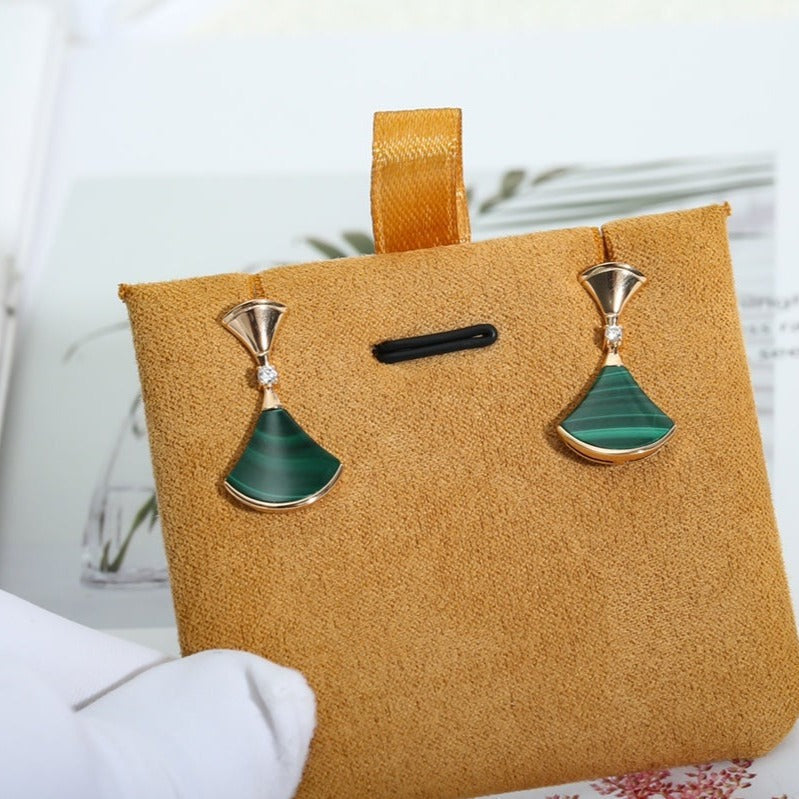 [Lumi Jewelry]DREAM MALACHITE PINK GOLD EARRINGS