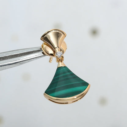 [Lumi Jewelry]DREAM MALACHITE PINK GOLD EARRINGS