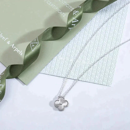 [Lumi Jewelry]CLOVER  15MM DIAMOND LASER NECKLACE SILVER