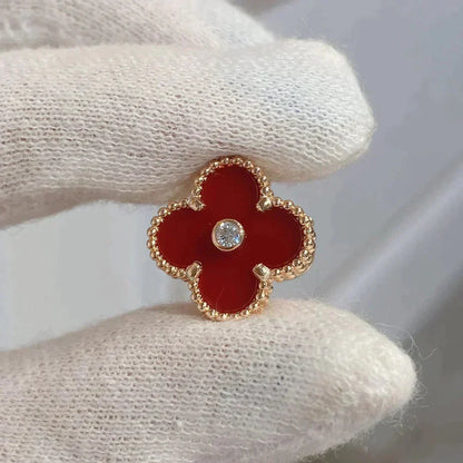[Lumi Jewelry]CLOVER MEDIUM 1 MOTIFS CARNELIAN  DIAMOND earrings