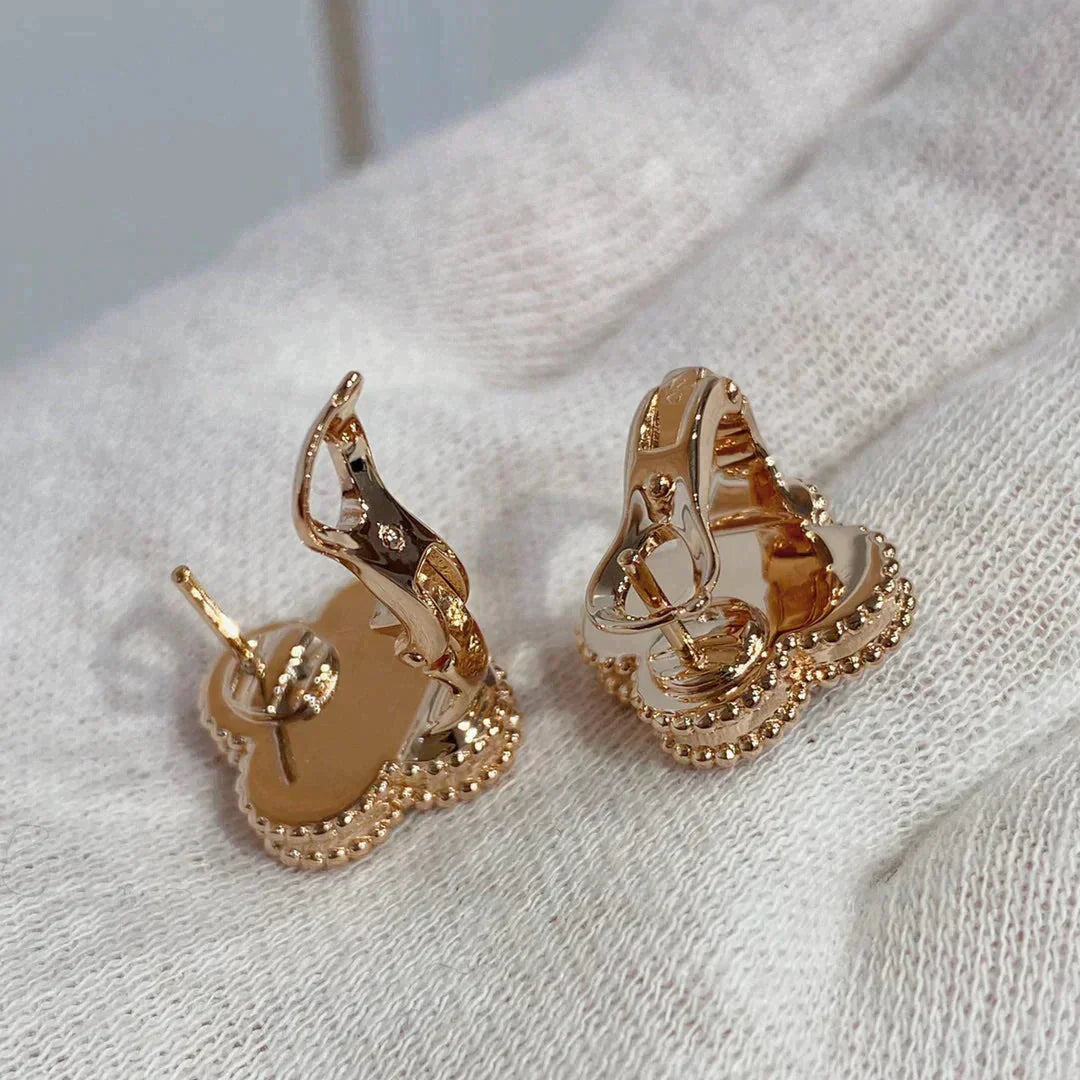[Lumi Jewelry]CLOVER MEDIUM 1 MOTIFS CARNELIAN  DIAMOND earrings
