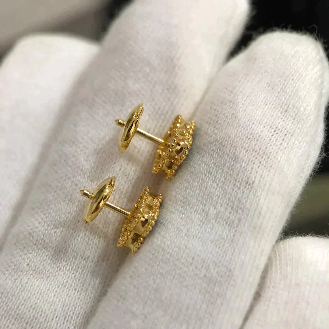[Lumi Jewelry]CLOVER MINI 9.5MM MALACHITE  EARRINGS