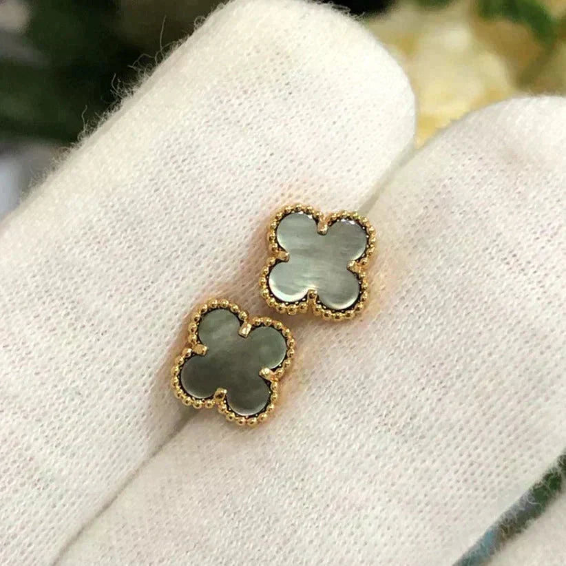[Lumi Jewelry]CLOVER MINI 9.5MM GRAY MOP EARRINGS