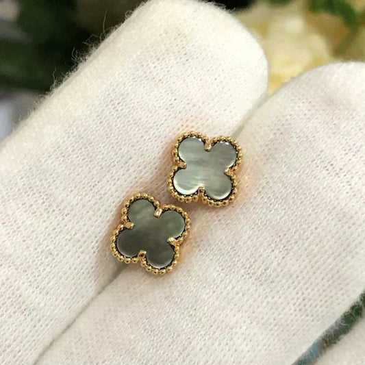 [Lumi Jewelry]CLOVER MINI 9.5MM GRAY MOP EARRINGS