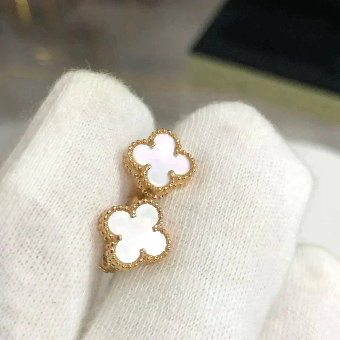 [Lumi Jewelry]CLOVER MINI 9.5MM WHITE MOP EARRINGS