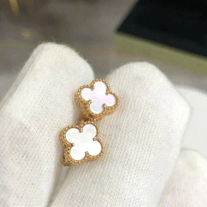 [Lumi Jewelry]CLOVER MINI 9.5MM WHITE MOP EARRINGS