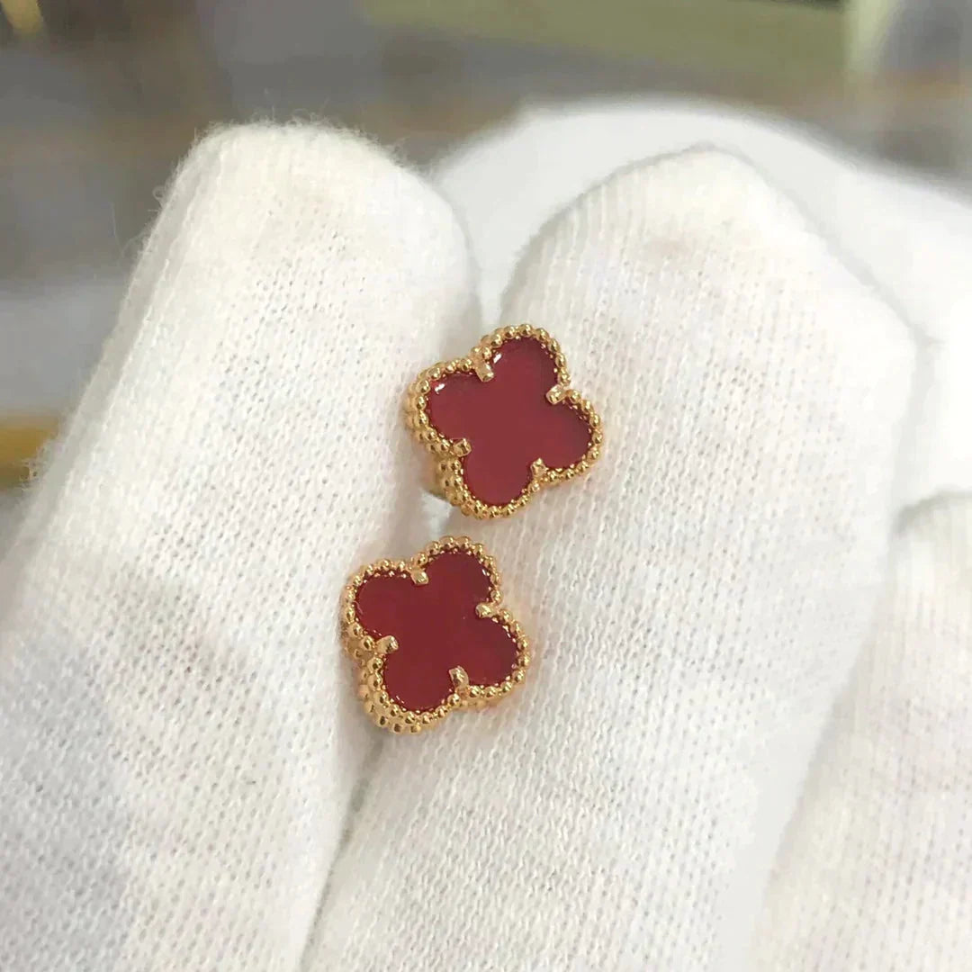 [Lumi Jewelry]CLOVER MINI 9.5MM CARNELIAN EARRINGS