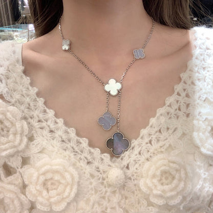 [Lumi Jewelry]CLOVER MOP CHALCEDONY NECKLACE SILVER 6 MOTIF
