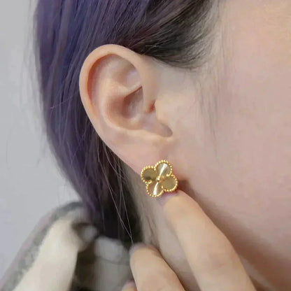 [Lumi Jewelry]CLOVER MEDIUM 1 MOTIFS LASER EARRINGS