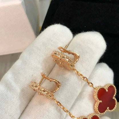 [Lumi Jewelry]CLOVER 2 MOTIF  LASER CARNELIAN EARRINGS