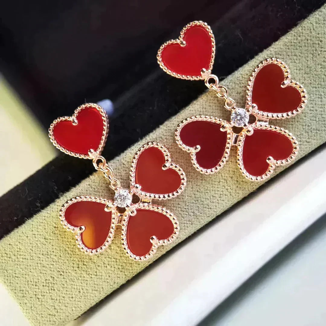[Lumi Jewelry]SWEET CLOVER CARNELIAN EARRINGS