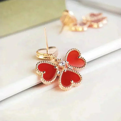 [Lumi Jewelry]SWEET CLOVER CARNELIAN EARRINGS
