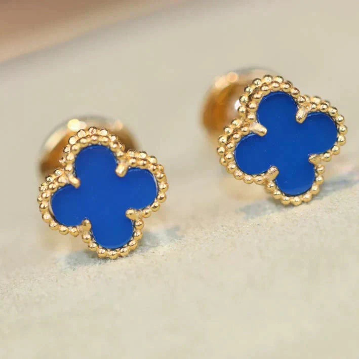 [Lumi Jewelry]CLOVER MINI 9.5MM TURQUOISE EARRINGS
