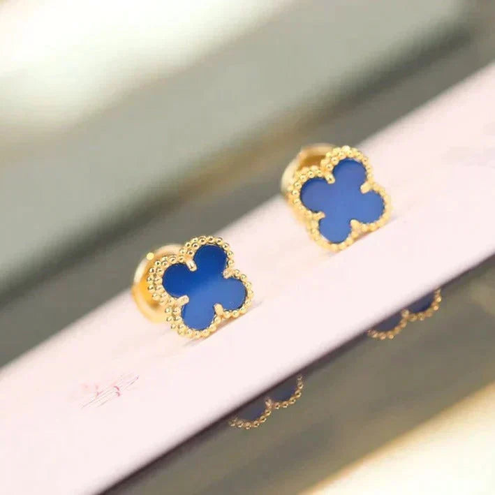 [Lumi Jewelry]CLOVER MINI 9.5MM TURQUOISE EARRINGS