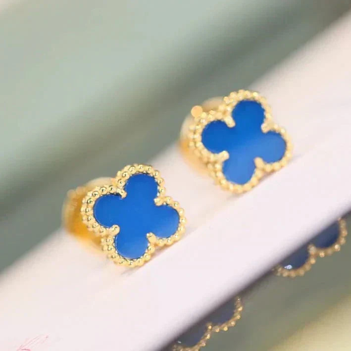[Lumi Jewelry]CLOVER MINI 9.5MM TURQUOISE EARRINGS