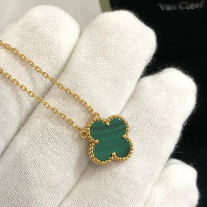 [Lumi Jewelry]CLOVER 15MM MALACHITE SINGLE FLOWER  NECKLACE