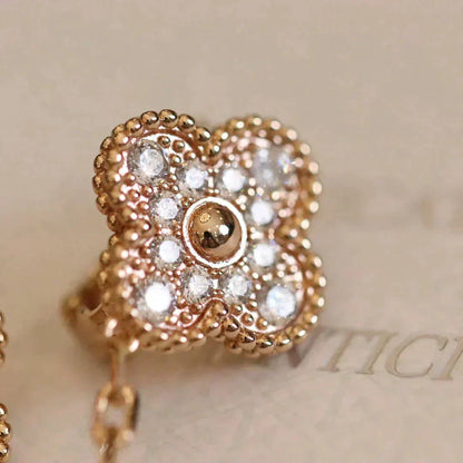 [Lumi Jewelry]CLOVER MEDIUM 1 MOTIFS FUll DIAMOND EARRINGS