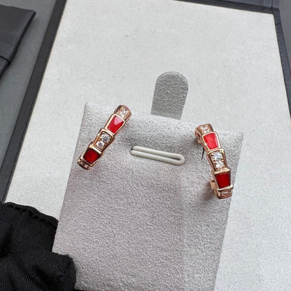 [Lumi Jewelry]SERPENTI CARNELIAN PINK GOLD EARRINGS