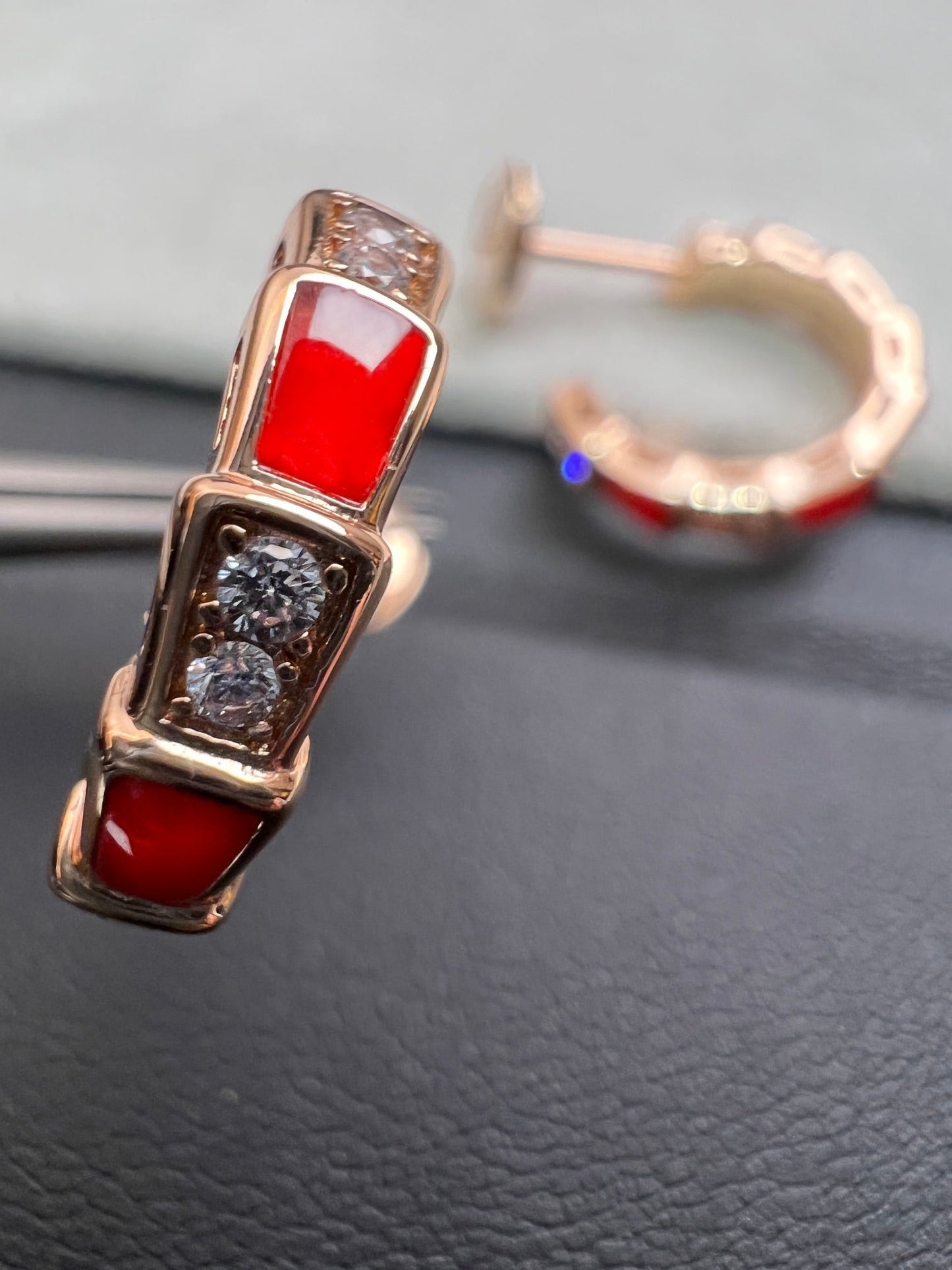 [Lumi Jewelry]SERPENTI CARNELIAN PINK GOLD EARRINGS