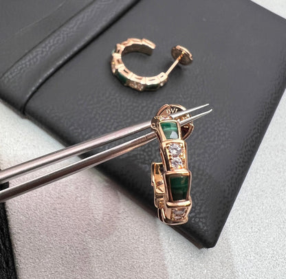 [Lumi Jewelry]SERPENTI MALACHITE PINK GOLD EARRINGS