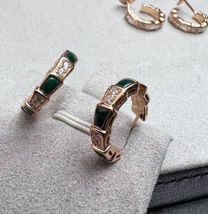 [Lumi Jewelry]SERPENTI MALACHITE PINK GOLD EARRINGS