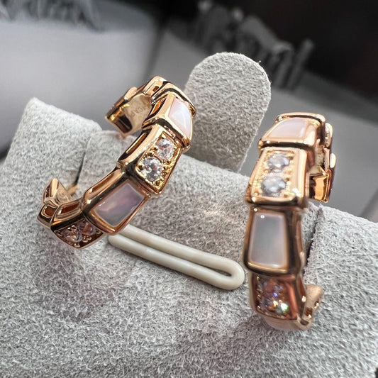 [Lumi Jewelry]SERPENTI MOP PINK GOLD EARRINGS