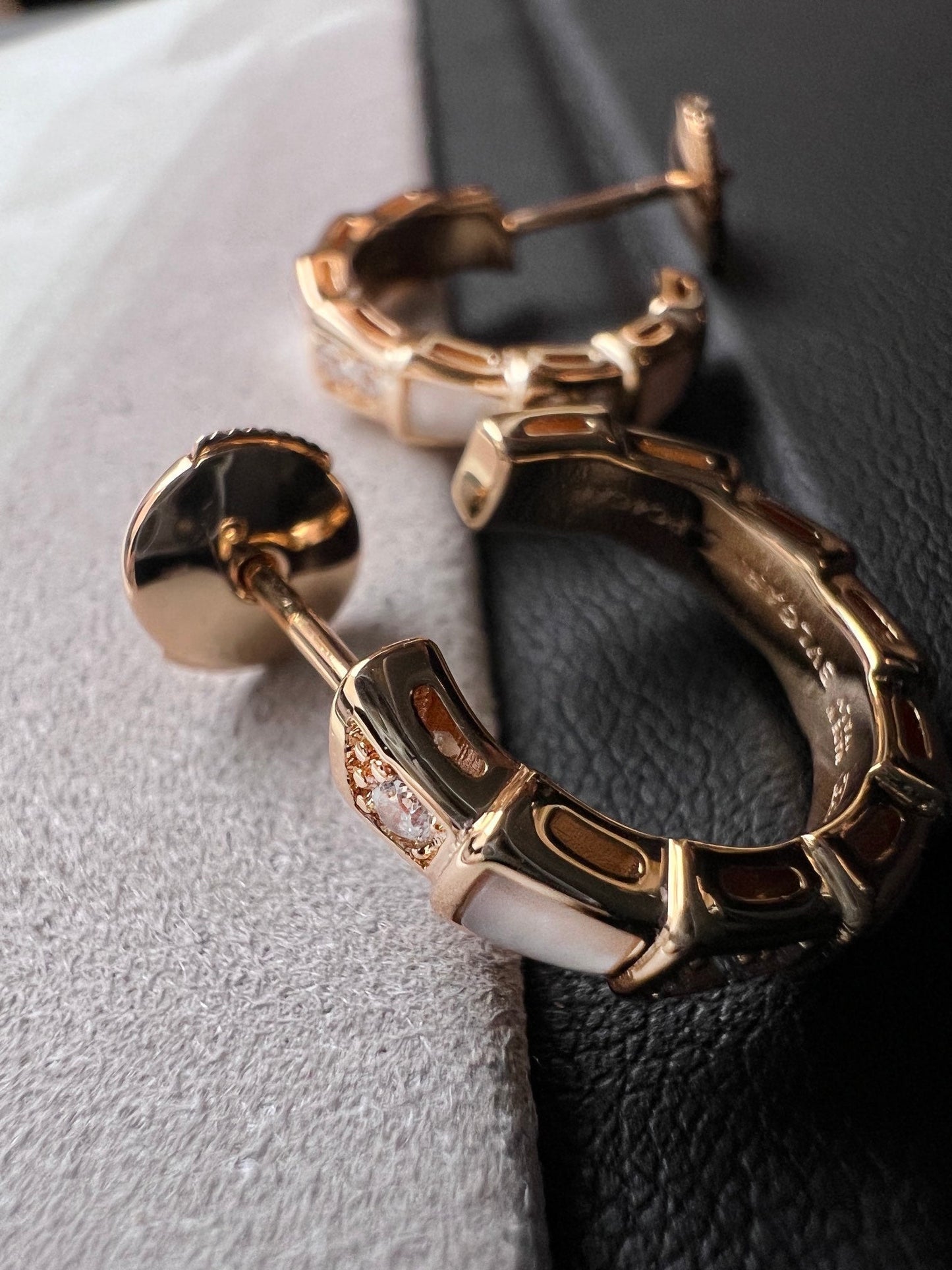 [Lumi Jewelry]SERPENTI MOP PINK GOLD EARRINGS