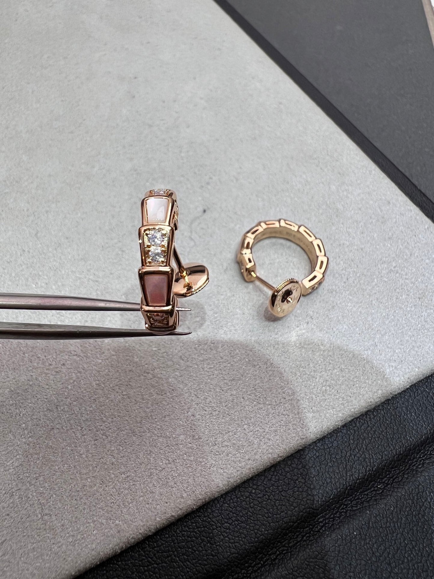 [Lumi Jewelry]SERPENTI MOP PINK GOLD EARRINGS