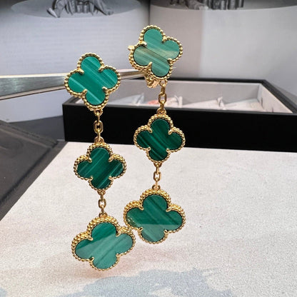 [Lumi Jewelry]CLOVER MALACHITE 3 MOTIFS GOLD